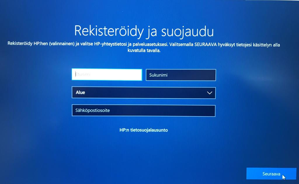 1. Rekisteröitymistietoja ei ole pakko antaa.