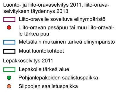 Luonto-, liito-orava- ja lepakkoselvitys 2013 Koko Moksunniemen alueelta on laadittu keväällä ja kesällä 2011 luontoselvitys ja liitooravaselvityksen tarkistus ja liito-oravaselvityksen täydennys