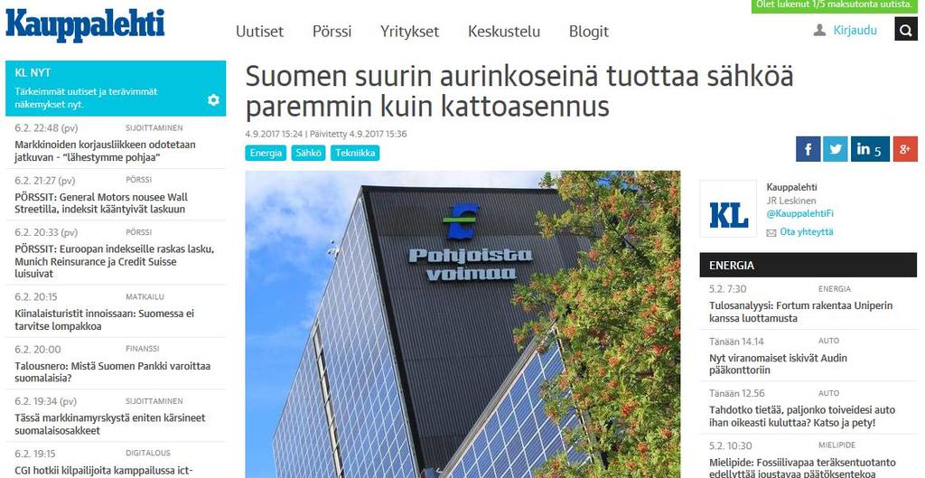 Potentiaali seinään asennettavissa aurinkokeräimissä Julkisivu kertoo aina oman tarinansa, valinnoilla