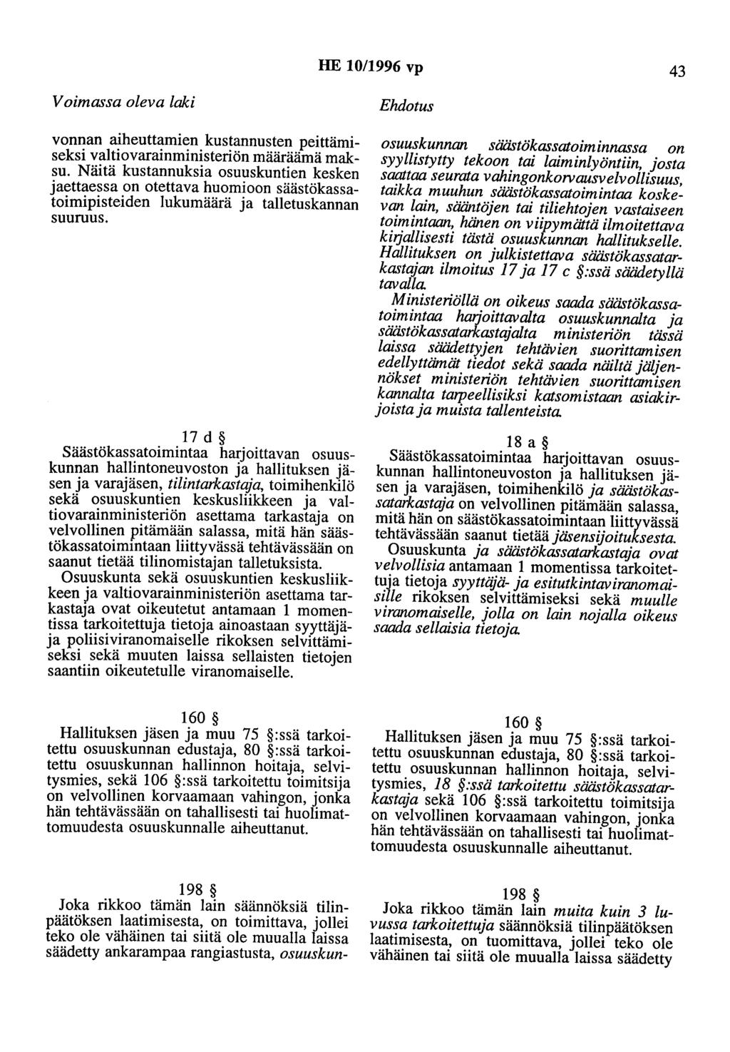 HE 10/1996 vp 43 Voimassa oleva laki vonnan aiheuttamien kustannusten peittämiseksi valtiovarainministeriön määräämä maksu.