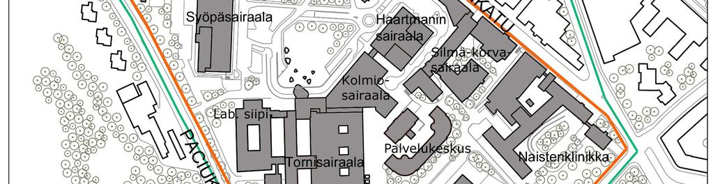 Kaavamuutos koskee 15. kaupunginosan (Meilahti) korttelia 15526 tontteja 5,7 ja 8.