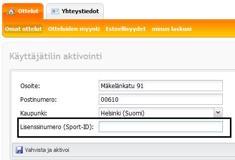 EROTUOMARIN KÄYTTÖOHJEET EROTUOMARIN MAKSUJÄRJESTELMÄÄN AKTIVOI PELIKAUSI Täydennä lomakkeeseen oma lisenssinumerosi (8 numeroa) ja klikkaa Vanhista ja aktivoi.