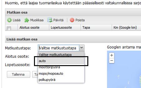 jos tuomitset samalla pelipaikalla useamman ottelun jos tuomitset samalla matkalla useammassa eri pelipaikassa Klikkaa Laaja matkalasku Klikkaa Lisää (matkan ensimmäinen osa) Valitse Matkustustapa