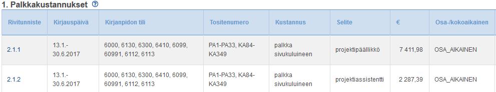 Palkkakustannusten kirjaaminen maksatushakemukseen Eurassa palkkakustannuksia voi niputtaa, jokaista vientiä ei tarvitse kirjata omalle