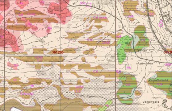 6 Maaperä Suunnittelualueen maaperä on maaperätietojen mukaan pääosin moreenia sekä hiekkaa, jonka päällä on monin paikoin sarurvealueita. Geokartta, Geologian tutkimuskeskus 3.1.