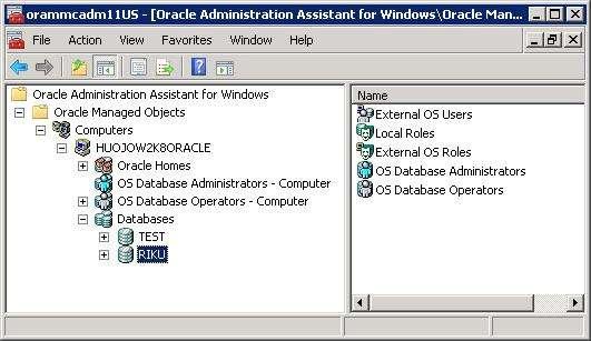 Oracle Administration Assistant Graafisella käyttöliittymällä