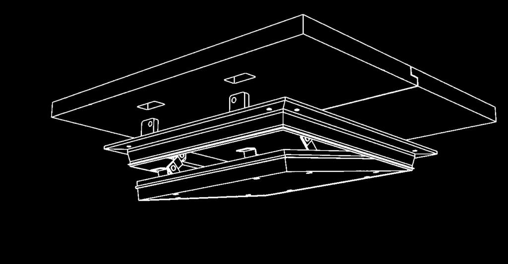 Soveltuu huoneisiin, joissa sisään tuleva tai poistuva ilma ohjataan katon tilan kautta. Integroitu palosuojakipsilevy GKF 2 x 12.5 mm, irrotettava läppäkansi, toimitetaan asennusosilla.