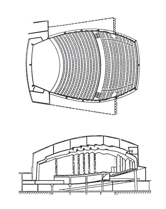 Auditoriums, sijaintipaikkoinaan Edmonton ja Calgary. Hyvin monissa aina 1950-luvulle asti rakennetuissa saleissa on tunnistettavissa paraabelisalien sukulaisuus.