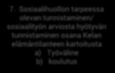 (huoliseula) elämätilannekartoituksen osaksi b) Sosiaalityöstä hyötyvän/ sosiaalihuollon tarpeessa olevan tunnistaminen web koulutus 2018 toukokuu: työkalun kehittäminen ja testaaminen / Kela