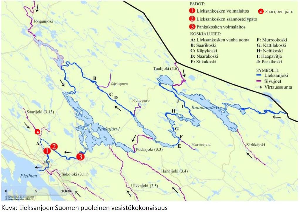 voimalat ja padot Lieksanjoessa