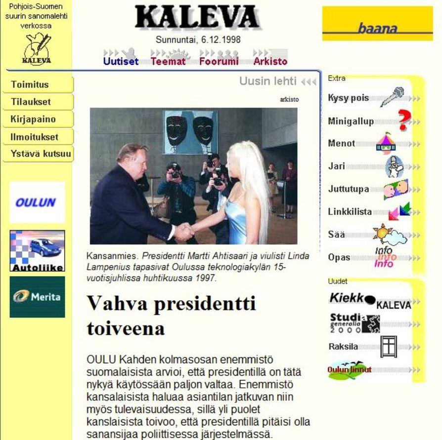 7 1. kaleva.fi 1998 Ensimmäisiä uutissivustoja Suomessa.
