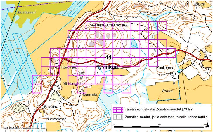 Hyvinkää, Zonation-aluetunnus 44 HYVINKÄÄ (44) Alue sijaitsee Hyvinkään koillisosissa Ridasjärven kylän pohjoispuolella.