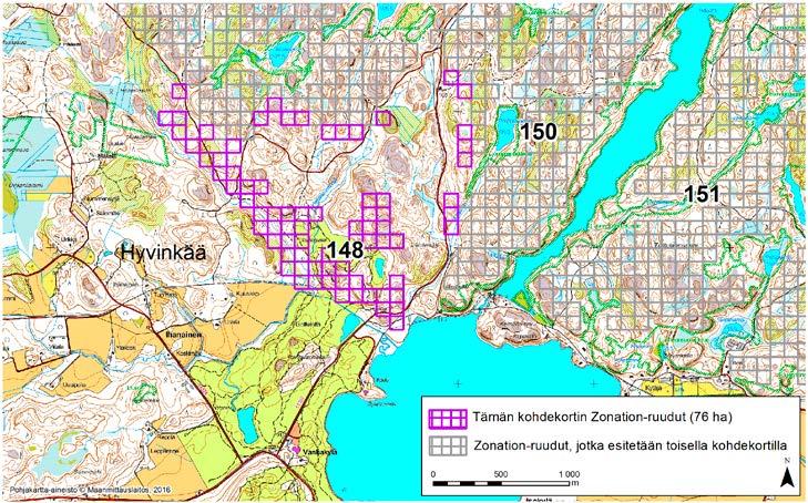Hyvinkää, Zonation-aluetunnus 148 HYVINKÄÄ (148) Alue sijaitsee Hyvinkään länsiosissa Ihanaisten ja Vanhankylän kylien pohjoispuolella.