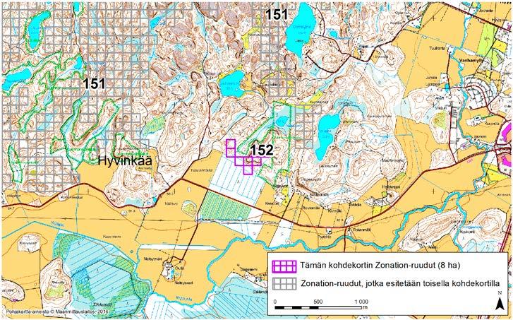 Hyvinkää, Zonation-aluetunnus 152 HYVINKÄÄ (152) Alue sijaitsee Hyvinkään luoteisosassa Kytäjän peltoaukean pohjoispuolella Vaskivuori-nimisen mäen etelä- ja länsipuolella.