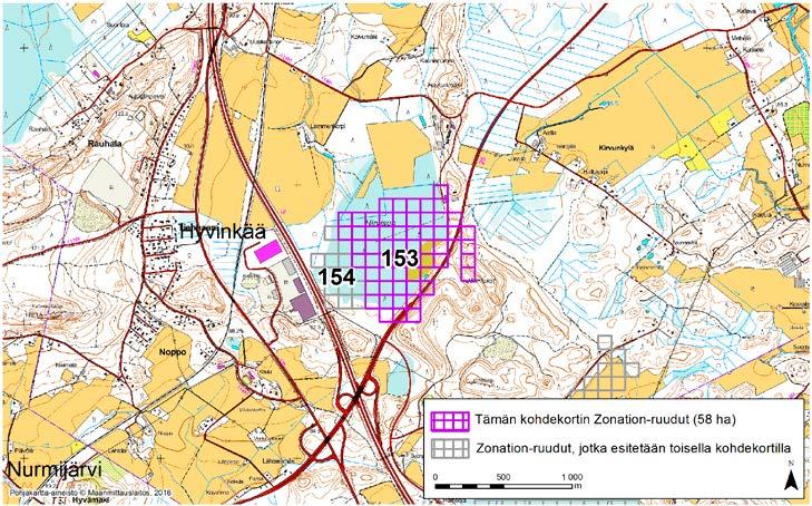 Hyvinkää, Zonation-aluetunnus 153 HYVINKÄÄ (153) Alue sijaitsee Hyvinkään eteläosissa Kirvunkylän ja Tienhaaran kylien välissä olevalla asumattomalla suo- ja metsäalueella.