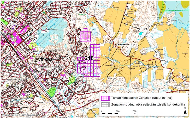Hyvinkää, Zonation-aluetunnus 218 HYVINKÄÄ (218) Alue sijaitsee Hyvinkään keskiosassa aivan kuntakeskuksen itäpuolella Ahdenkallion kaupunginosassa.