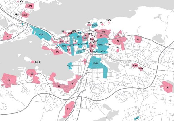 Valtakunnallisesti ja maakunnallisesti arvokkaat rakennetut ympäristöt Tampereella, karttaote.