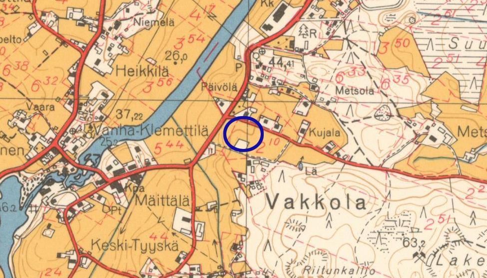 4 Vanhoja karttoja Ote peruskartasta v. 1963.