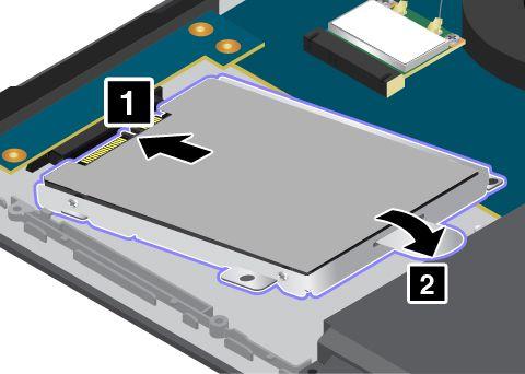 6. Aseta uusi kiintolevyasema, SSD-asema tai yhdistelmäkiintolevyasema asemapaikkaan. 7.