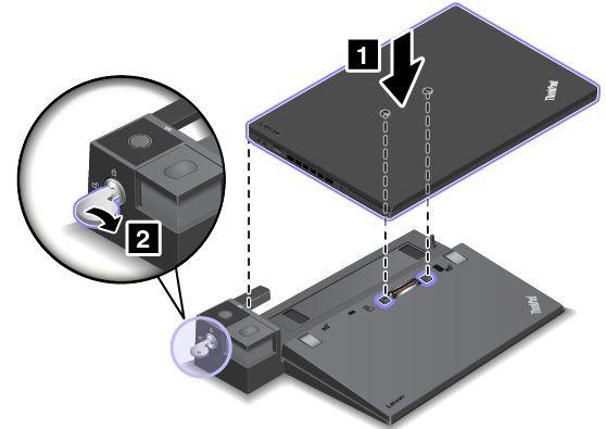 ThinkPad-telakointiaseman liittäminen Voit liittää tietokoneen tuettuun ThinkPad-telakointiasemaan seuraavasti: Huomautus: ThinkPad Basic Dock -telakointiasemassa ei ole telakointiaseman