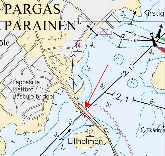 Lillholmenin läppäsillan pohjoispuolella suoritetaan geoteknisiä pohjatutkimustöitä. Rajoituksia vesiliikenteeseen.