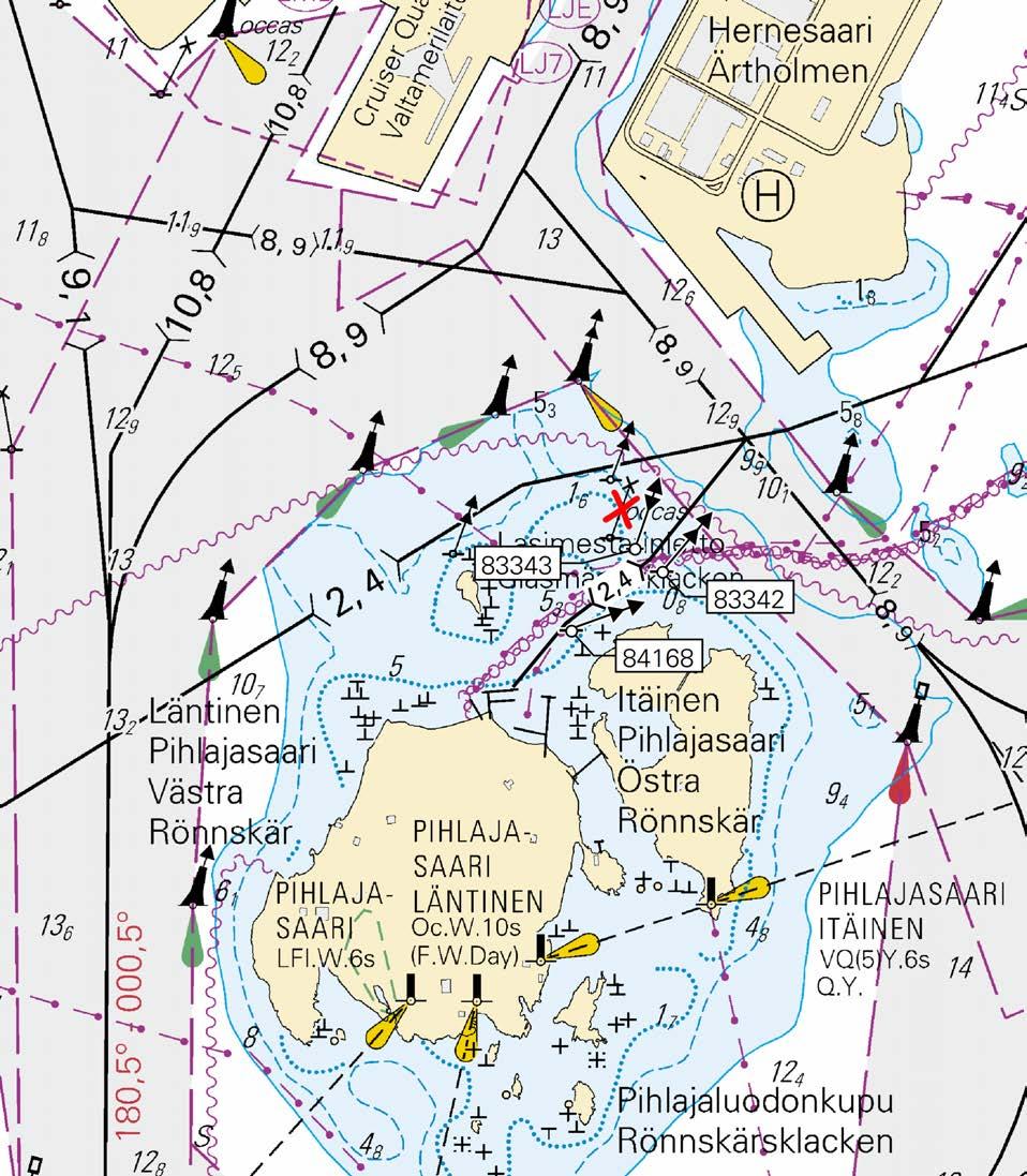 Kuva viitteeksi, karttaotteet ei merikartan mittakaavassa / Bild för referens, kortutdrag inte i sjökortets skala / Image for reference, chart extracts not to scale of chart ( FTA,