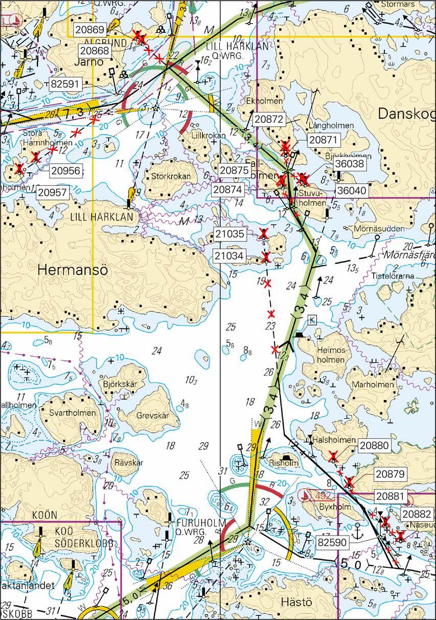 Kuva viitteeksi, karttaotteet ei merikartan mittakaavassa / Bild för referens, kortutdrag inte i sjökortets skala / Image for reference,