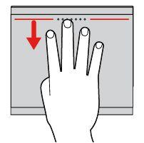 Sipaisu neljällä sormella Asettamalla neljä sormea kosketuslevylle ja liikuttamalla niitä ylöspäin voit