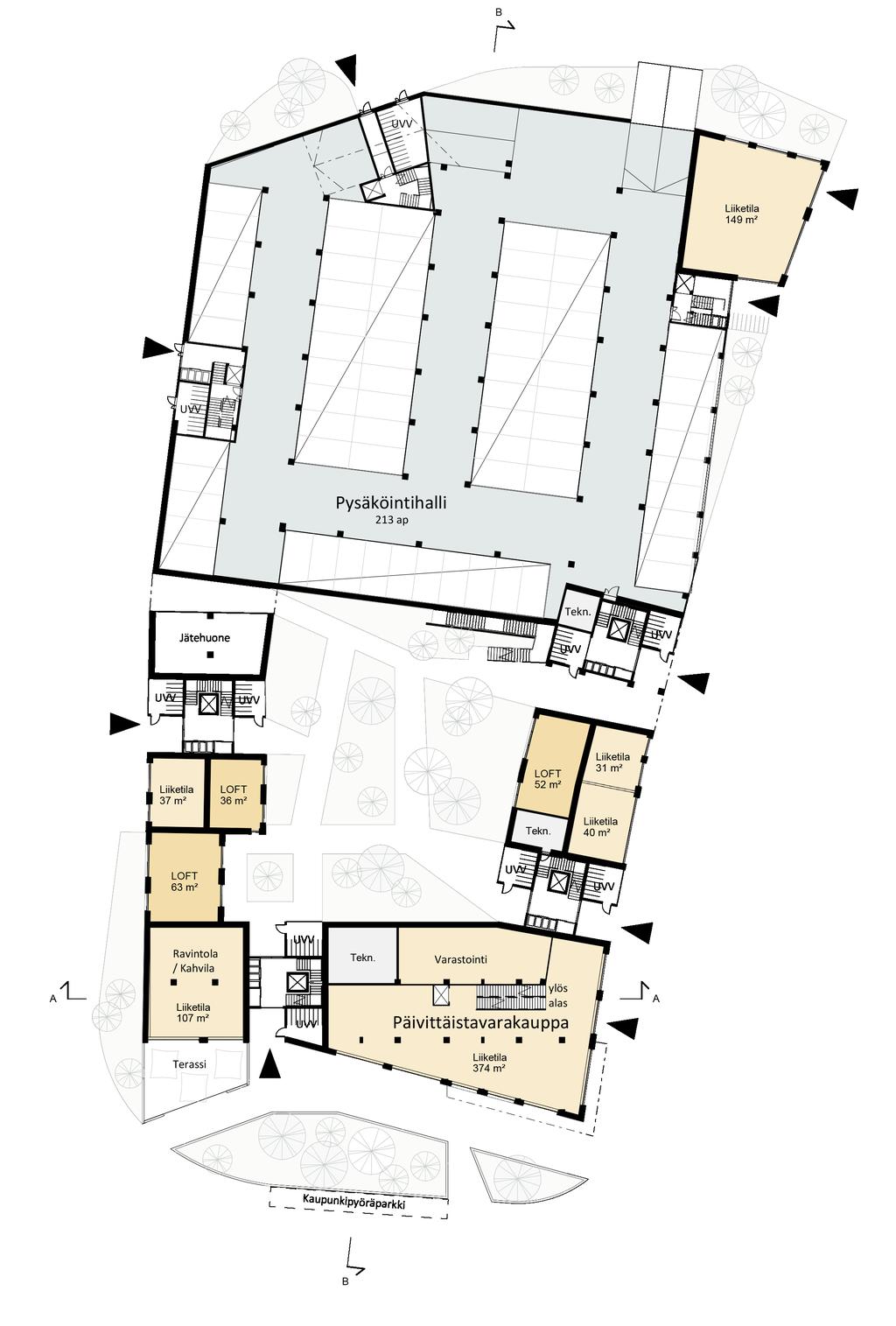 . KERROS POJPIIRUSTUS :500. KERROS POJPIIRUSTUS :500 Jätkäsaari 5 m² 36 m² 36 m² 6 07 m² inti 36 m² Kaupun kipyöräparkki Ravintola / Kahvila 7 m² Kaupunkipyöräpar K K KauK punkipyöräpar kkim² 36 0.