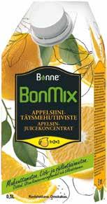 BONNE BONMIX TÄYSMEHUTIIVISTEET Makeuttamaton. Ei lisättyä sokeria. Ei säilöntäaineita. Ei lisättyjä sakeuttamisaineita. Säilyy avaamattomana huoneenlämmössä 12 kk, avattuna jääkaapissa noin viikon.