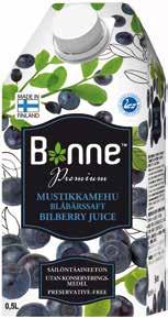 Puolukkamehu, 0,5 L Ainesosat: Lähdevesi, sokeri, puolukkatäysmehutiiviste ja luontainen aromi.