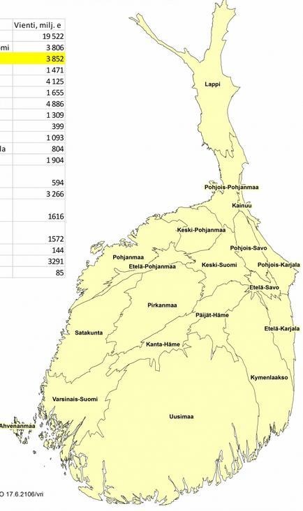 Statistics Finland 2018 SATAKUNTA REGION WITH STRONG MANUFACTURING AND EXPORT Share of Employees of Manufacturing and Energy Industry 2016 Satakunta: 20 %