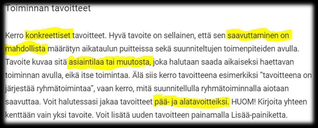 Resepti kuinka saan hyvät pisteet tvs-arviosta? 1. HAKEMUS 1. Kohderyhmä 2.