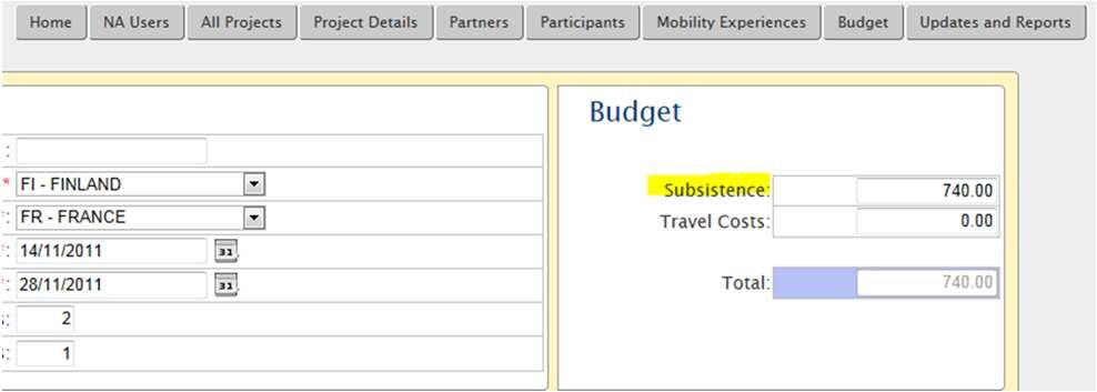 Täytetään vain kohta Subsistence (Jätä aina Travel Costs -kenttä tyhjäksi!