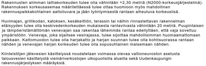 Samankaltaiset merkinnät kaikissa karttaosioissa: Yleiset määräykset: 5.4. Ranta-asemakaavan vaikutukset 5.4.1.