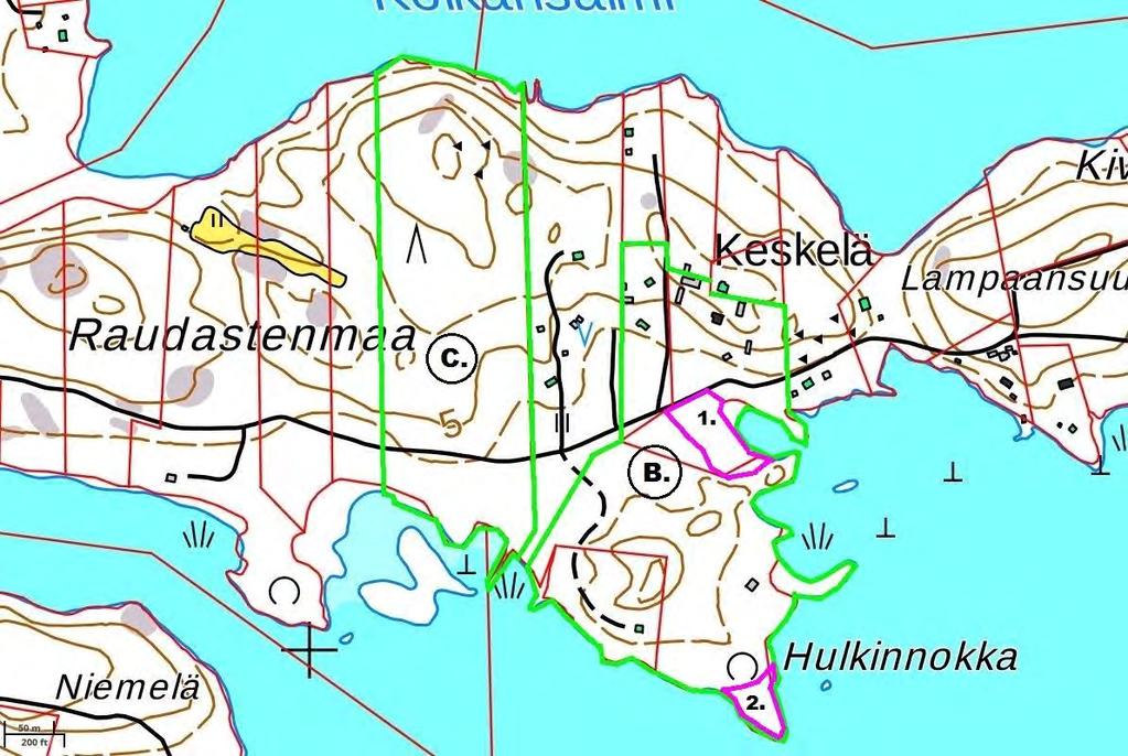 10 (16) Osa-alue C. Raudastenmaa Kartta 4 Raudastenmaan osa-alue on kauttaaltaan mäntyvaltaista talousmetsää, jolla esiintyy eri-ikäisiä männyn ja kuusen kasvustoja (kuva 5).