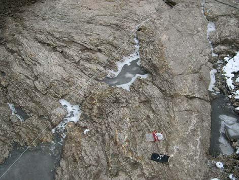 E) Granite cutting the mica gneiss migmatite.