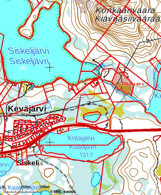 Tulosteen keskipisteen koordinaatit (ETRS-TM35FIN): N: 7622598.706, E: 532409.289 Karttatuloste ei ole mittatarkka. Kiinteistörajat ja -tunnukset päivitetään toistaiseksi vain kerran viikossa.