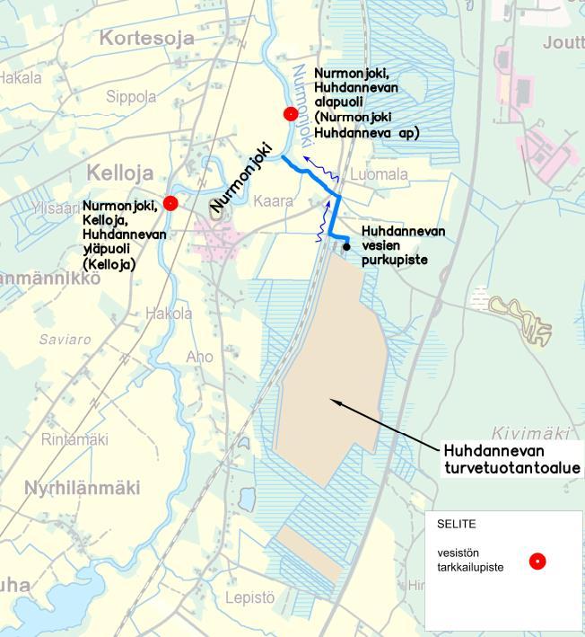 8 Kuva 2. Huhdannevan vesistötarkkailupisteet. 7. KALATALOUSTARKKAILU Lapuanjoen valuma-alueella tehdään kalataloudellista yhteistarkkailua, jossa Huhdannevan turvetuotantoalue on mukana.