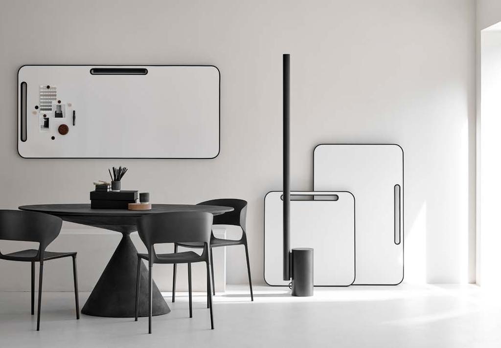 Kirjoitustaulut - teräsemalipinta Kirjoitustaulut - teräsemalipinta Wood whiteboard Design Christian Halleröd Note whiteboard Design Fredrik Mattson Teräsemalipintainen kirjoitustaulu, jota kiertää
