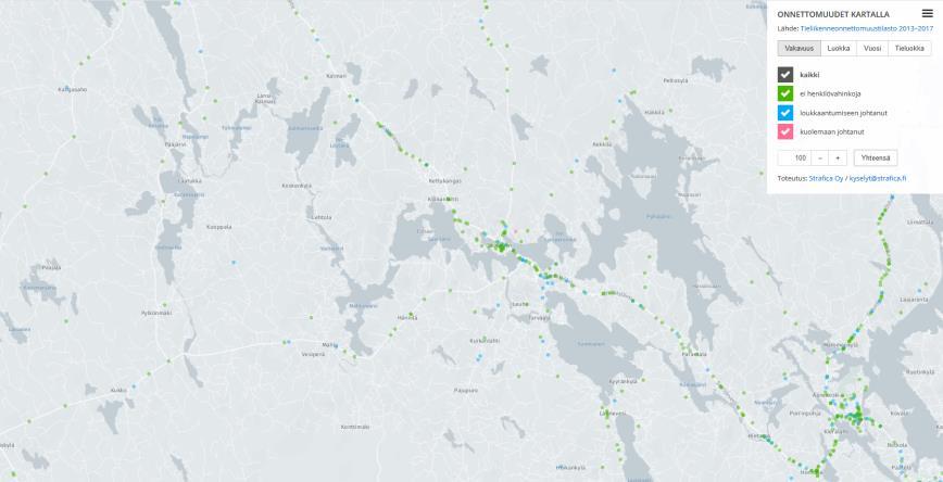 Saarijärven liikenneonnettomuustilastot Lähde: Tieliikenneonnettomuustilastopalvelu (linkki), Strafican karttapalvelu (linkki) 35 30 25 20 15 10