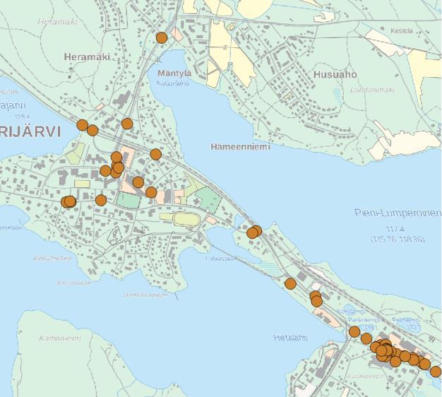 Saarijärven ongelmakohteet kartalla Vastaajat arvioivat Saarijärven liikenneturvallisuusarvosanaksi