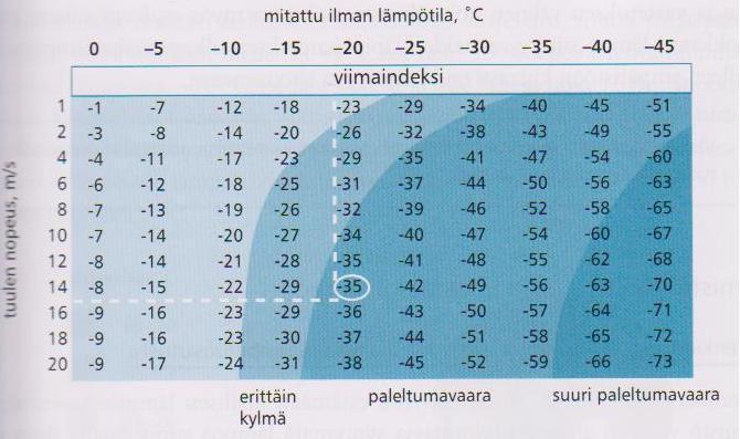 14 TAULUKKO 1. Viimaindeksi (WCI) (Ilmarinen 2011, 21.