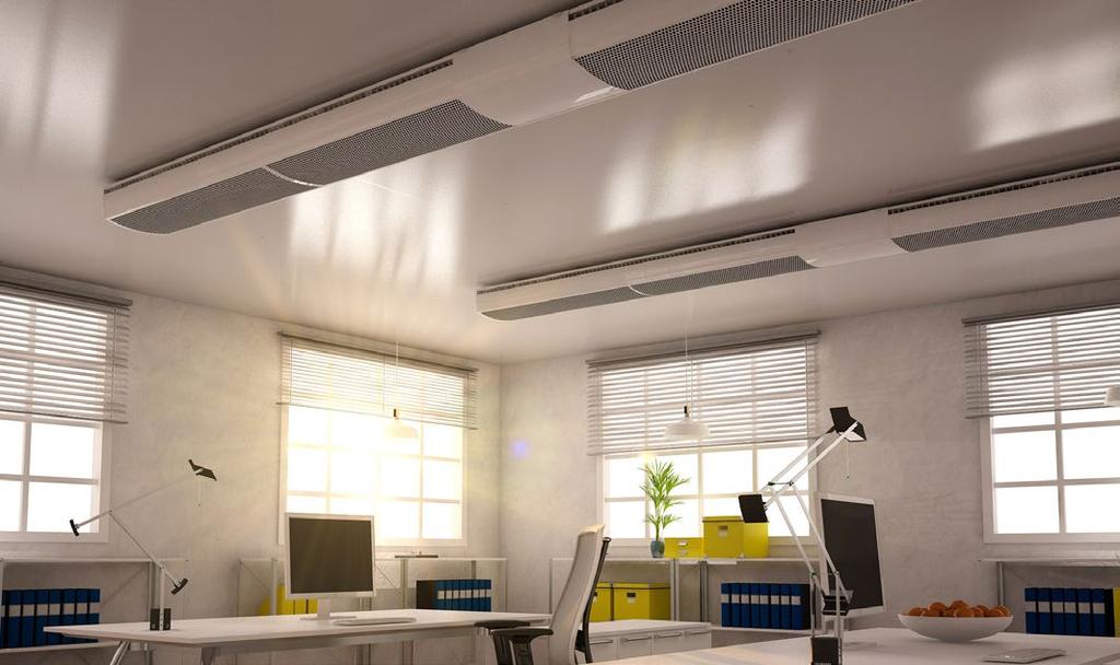 Sisäänrakennettu VariFlowsuutinlaitteisto mahdollistaa ilmavirtojen säädön asennuspaikalla Tyylikäs ilmastointipalkki, joka on suunniteltu vapaasti ripustettavaksi.