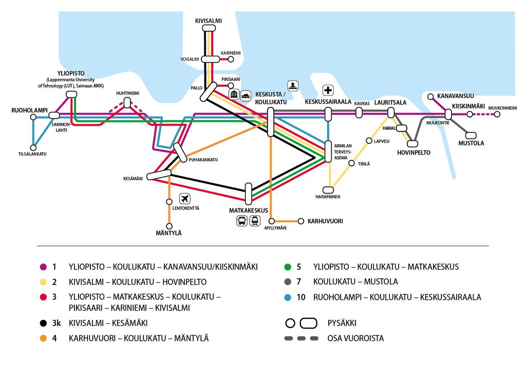 1. TAUSTAA LAPPEENRANNAN PAIKALLISLIIKENTEESTÄ Lappeenrannan paikallisliikennealue ja linjakartta Lappeenrannan