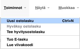 Ostolaskut Kun ostolaskut avautuvat, valitse Ostolaskujen