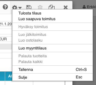 45! (! 50) Tuoterivien oleellisimmat kentät ovat tuotekoodi, tuotenimike, määrä ja veroton ostohinta.