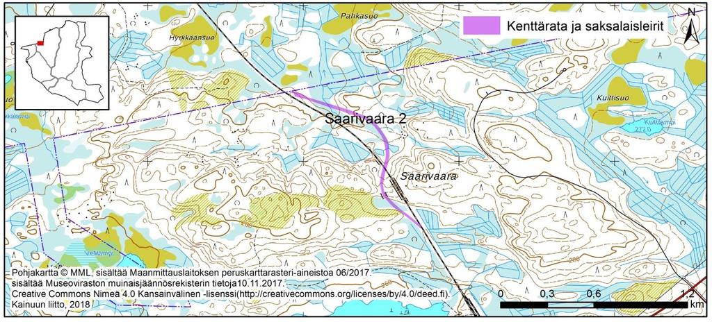 Leinon asema ja leiri (tunnusnumero Museoviraston ylläpitämässä muinaisjäännösrekisterissä: 1000029435, 1000030245) Leinon asema (1000029435) Kuva 3 Kohde sijaitsee Suomussalmen ja Taivalkosken