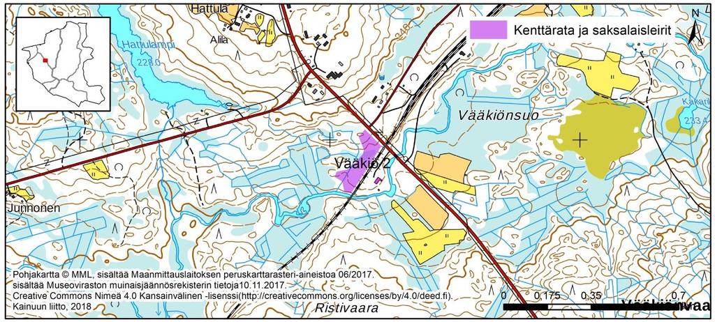 Vääkiö II tavaraliikenneasema asema (1000031909, 1000030244) Vääkiö II Tavaraliikenneasema (1000031909) Kuva 8 Kohde sijaitsee Leväkosken tien lounaispuolella Junnojoen mutkassa, pääosin nykyisen