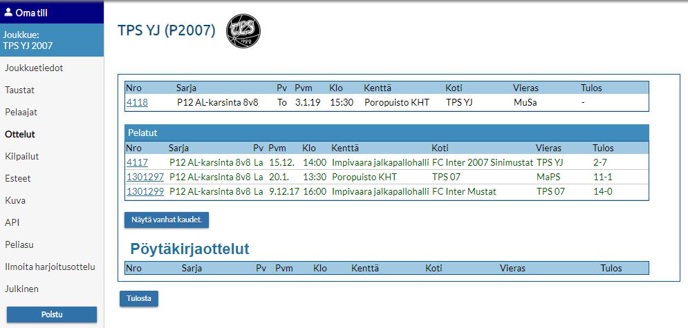 Taso Pöytäkirja: LIVE-seurannan aloittaminen - Siirry otteluseurantaan, kun ottelu on alkamaisillaan (julkiseen seurantaan ilmestyy tieto aloituksesta).